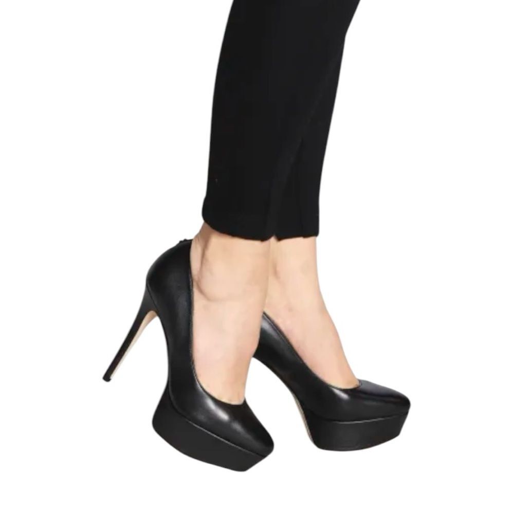 Stuart Weitzman Platform Almond Toe Stiletto High Heels Black Leather Shoes 9